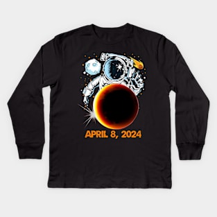 solar eclipse 8 APRIL 2024 SPACE FUNNY Kids Long Sleeve T-Shirt